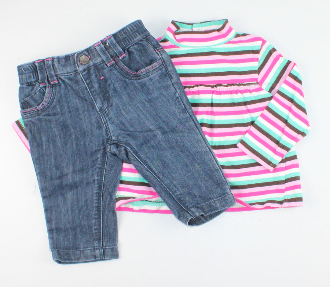 STRIPED OUTFIT 6-12M VGUC