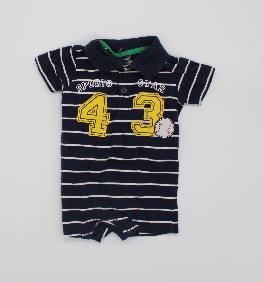 GEORGE BASEBALL ROMPER 3-6M PRE-LOVED