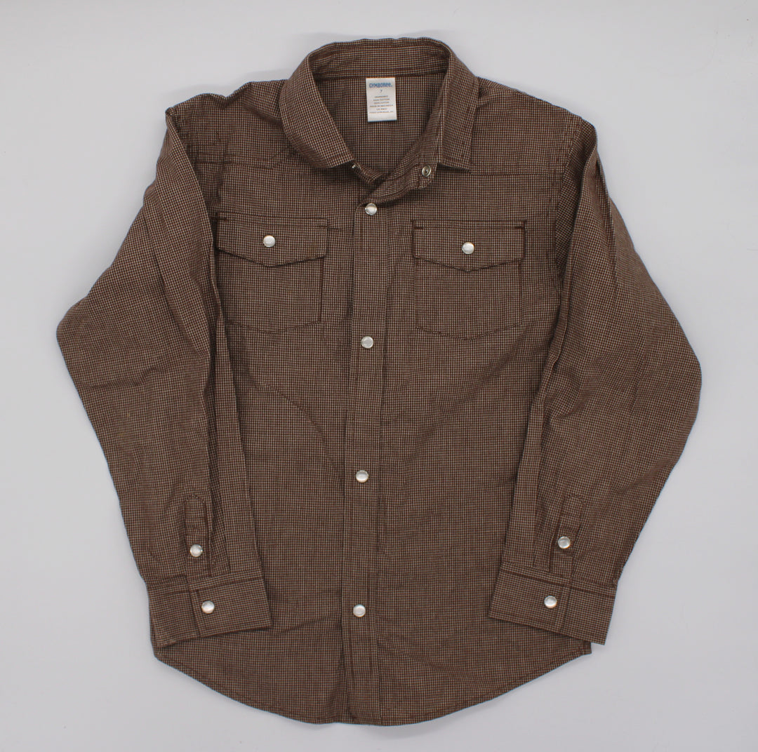 GYMBOREE BROWN TOP 7Y EUC