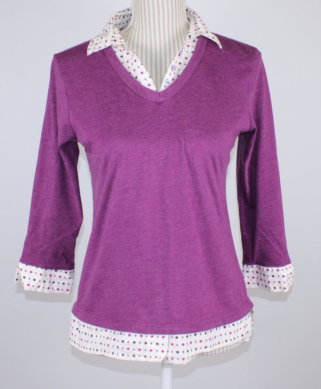 CLASSIC EDITIONS PURPLE COLLARED TOP LADIES SMALL EUC