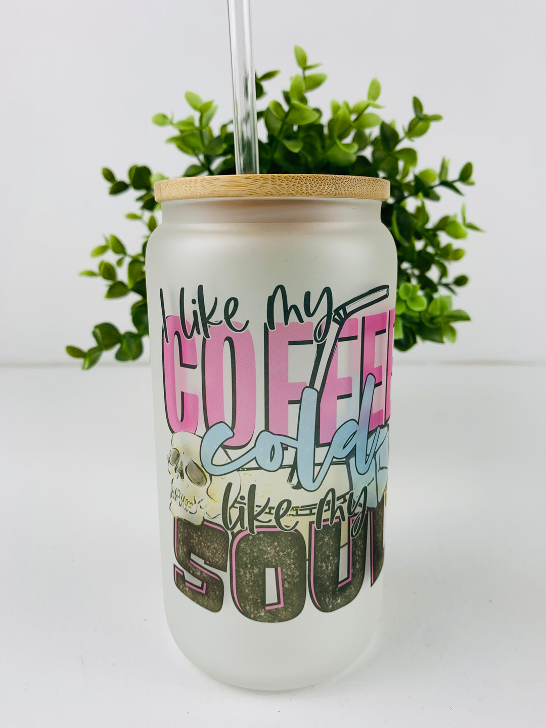 Lindsay's Creations, Fog & Glitter Glass Tumbler with Lid