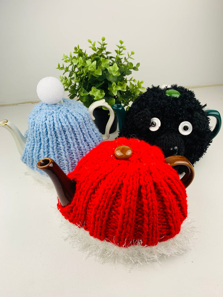 D&D Crafts, Vintage Tea Pot with Handmade Character Cozy